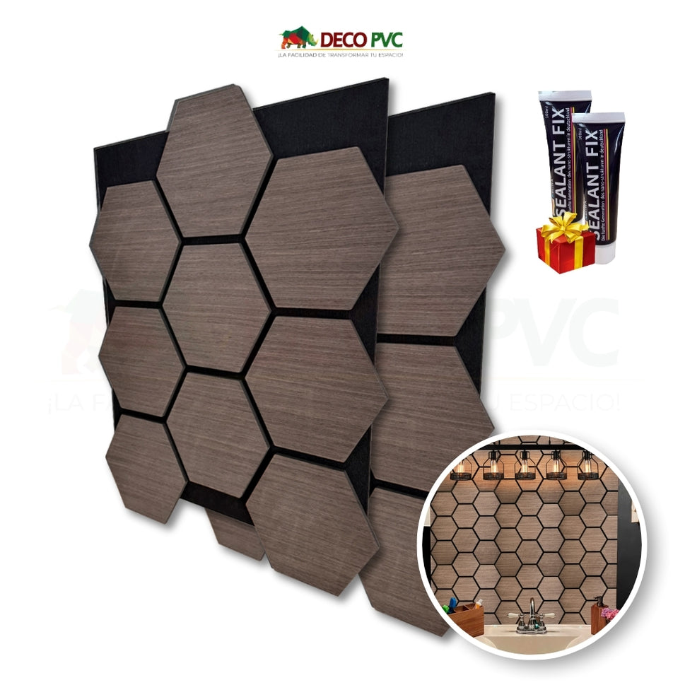 Lambrin Acústico HexagonalPino Bronce