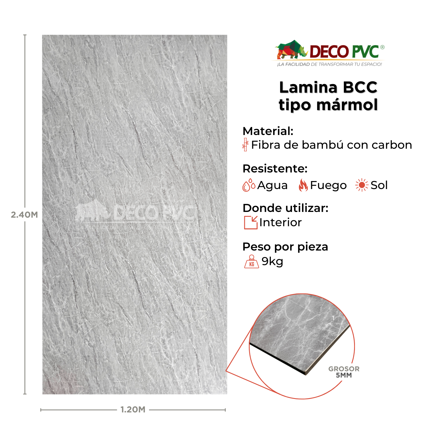 Lamina BBC - Classic White Mármol (5mm)