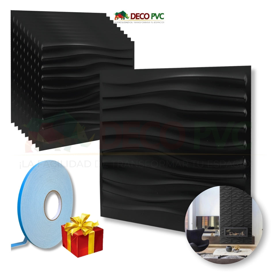 PANEL 3D -Cuerdas S105 / 10pzas / 50*50cmNegro/Black