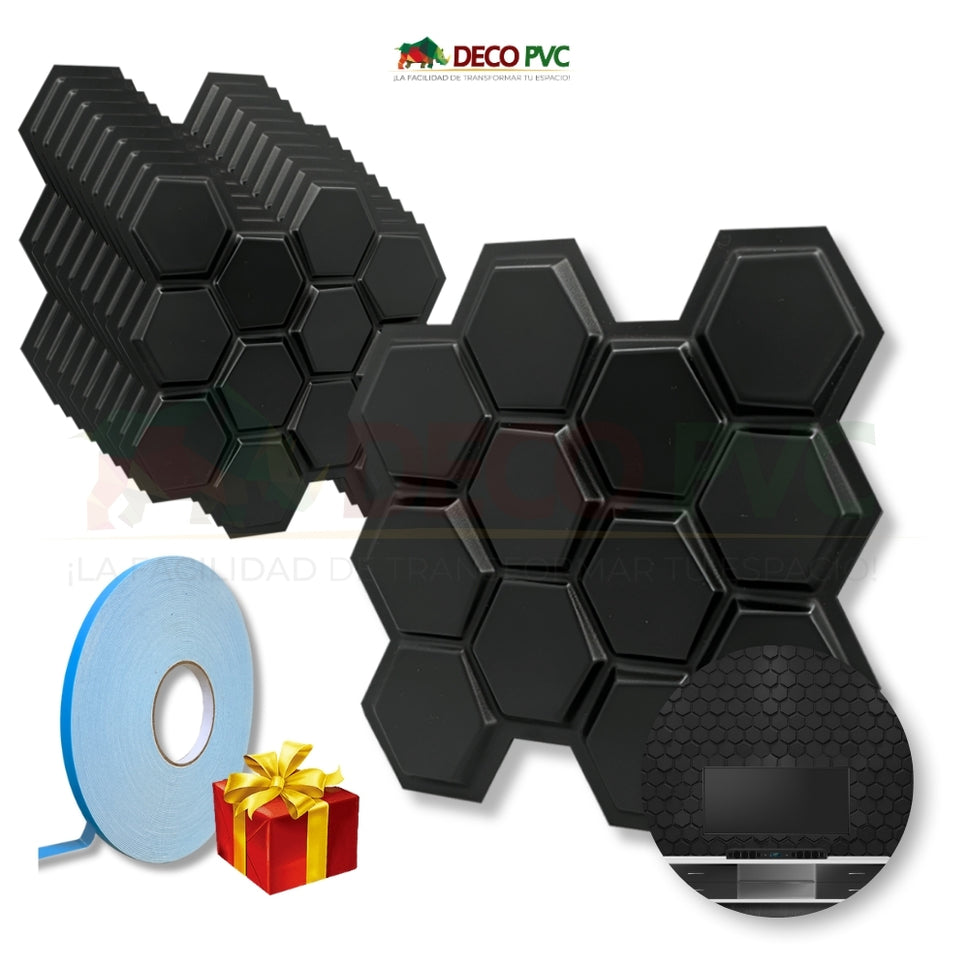 PANEL 3D Profesional - X2603 MIEL  / 10pzas / 50*50cmNEGRO MATE/BLACK