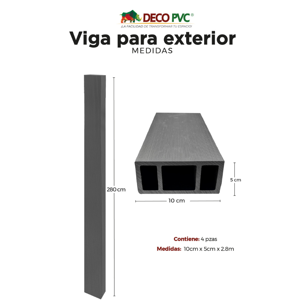 Viga para Exterior WPC / 4pzas / 5*10*280cm