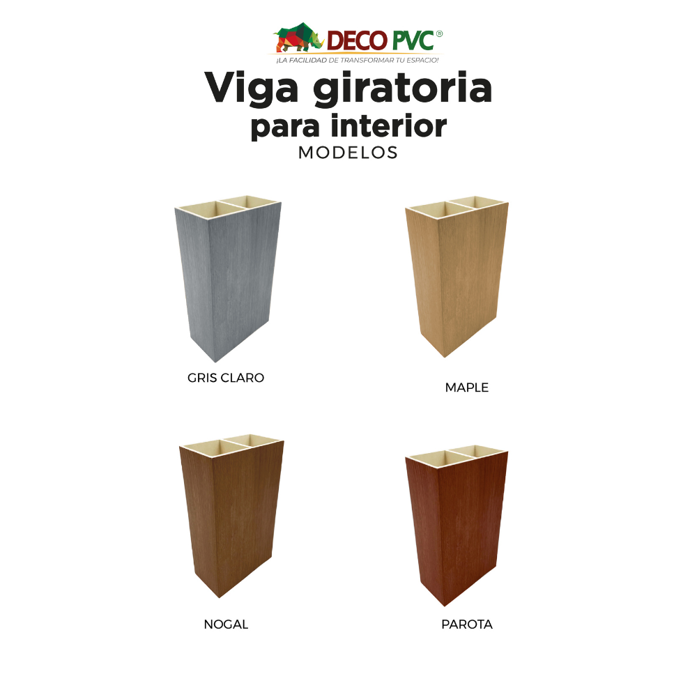 Viga Giratoria para Interior WPC / 6pzas / 5*10*280cm