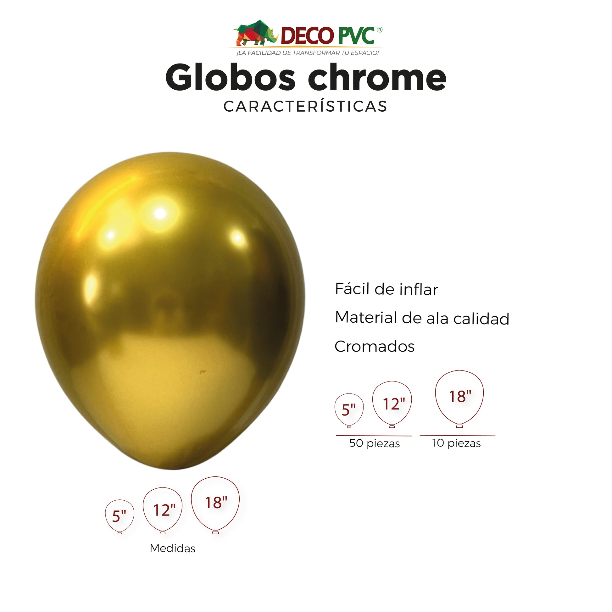 GLOBO CHROME COLOR GOLD C-001 - BolaBola®