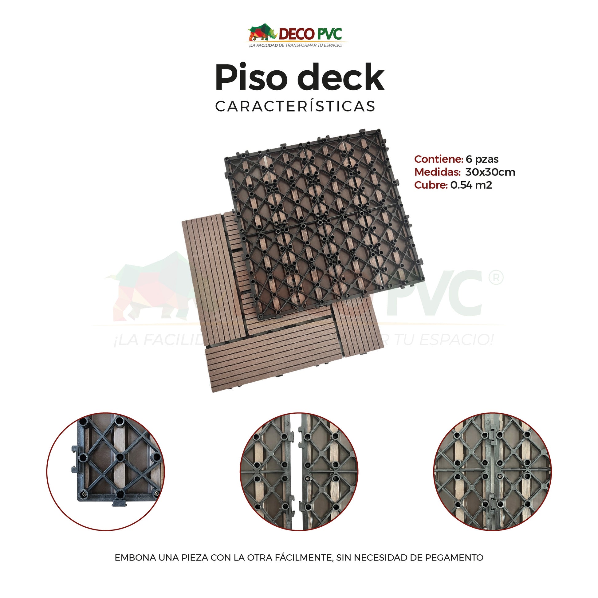 Deck piso para jardín / 6pzas /30*30