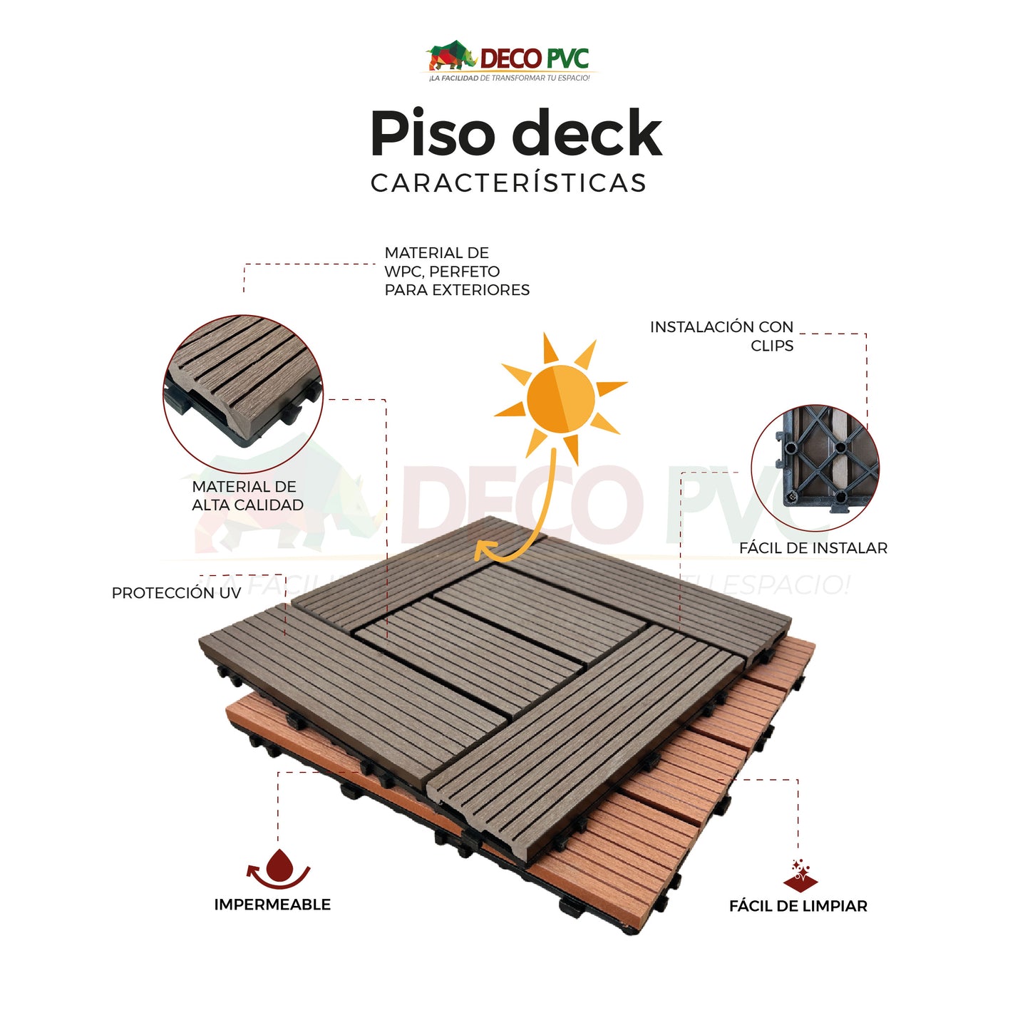 Deck piso para jardín / 6pzas /30*30