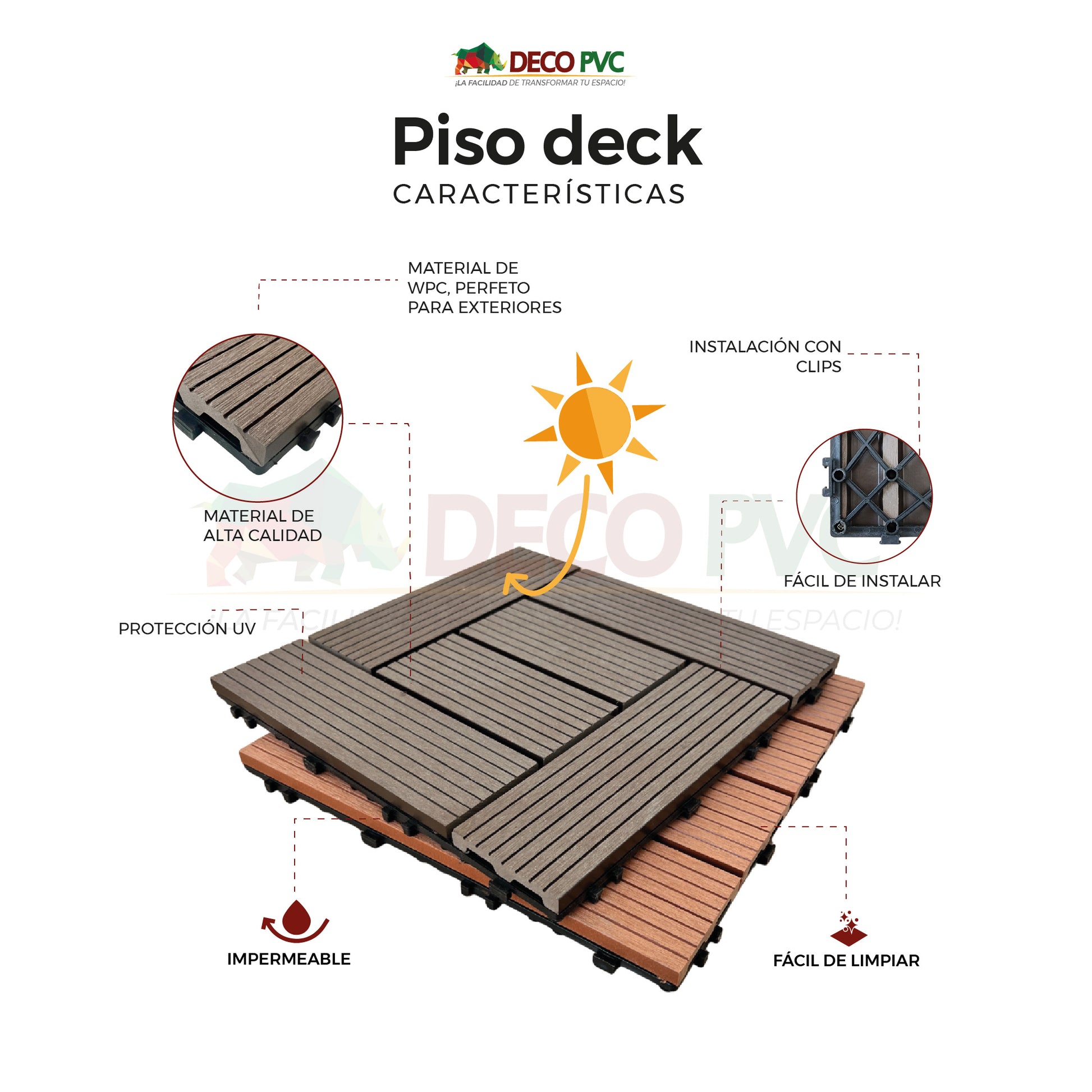 Deck piso para jardín / 6pzas /30*30