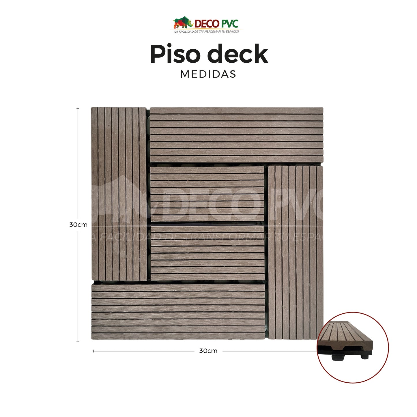 Deck piso para jardín / 6pzas /30*30