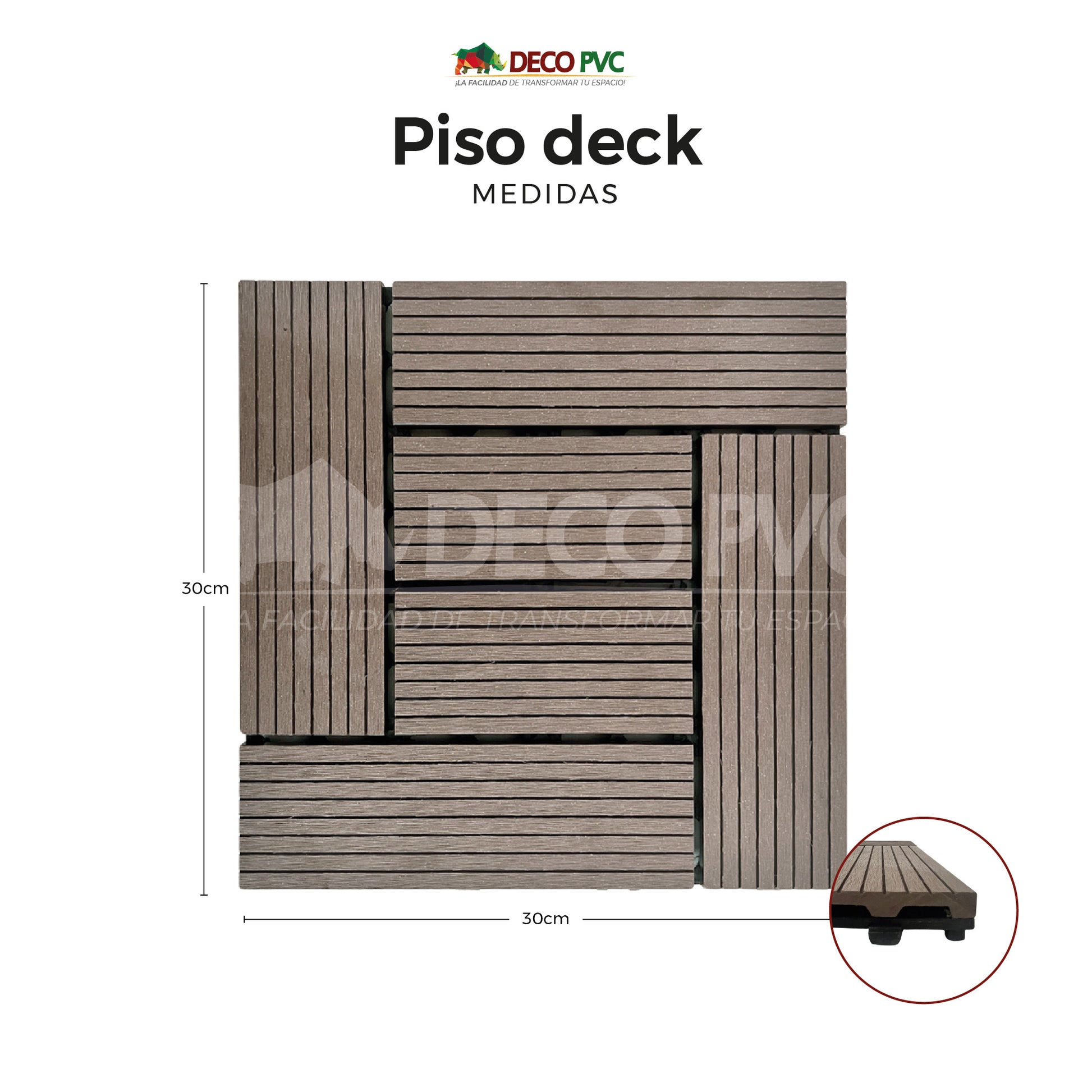 Deck piso para jardín / 6pzas /30*30