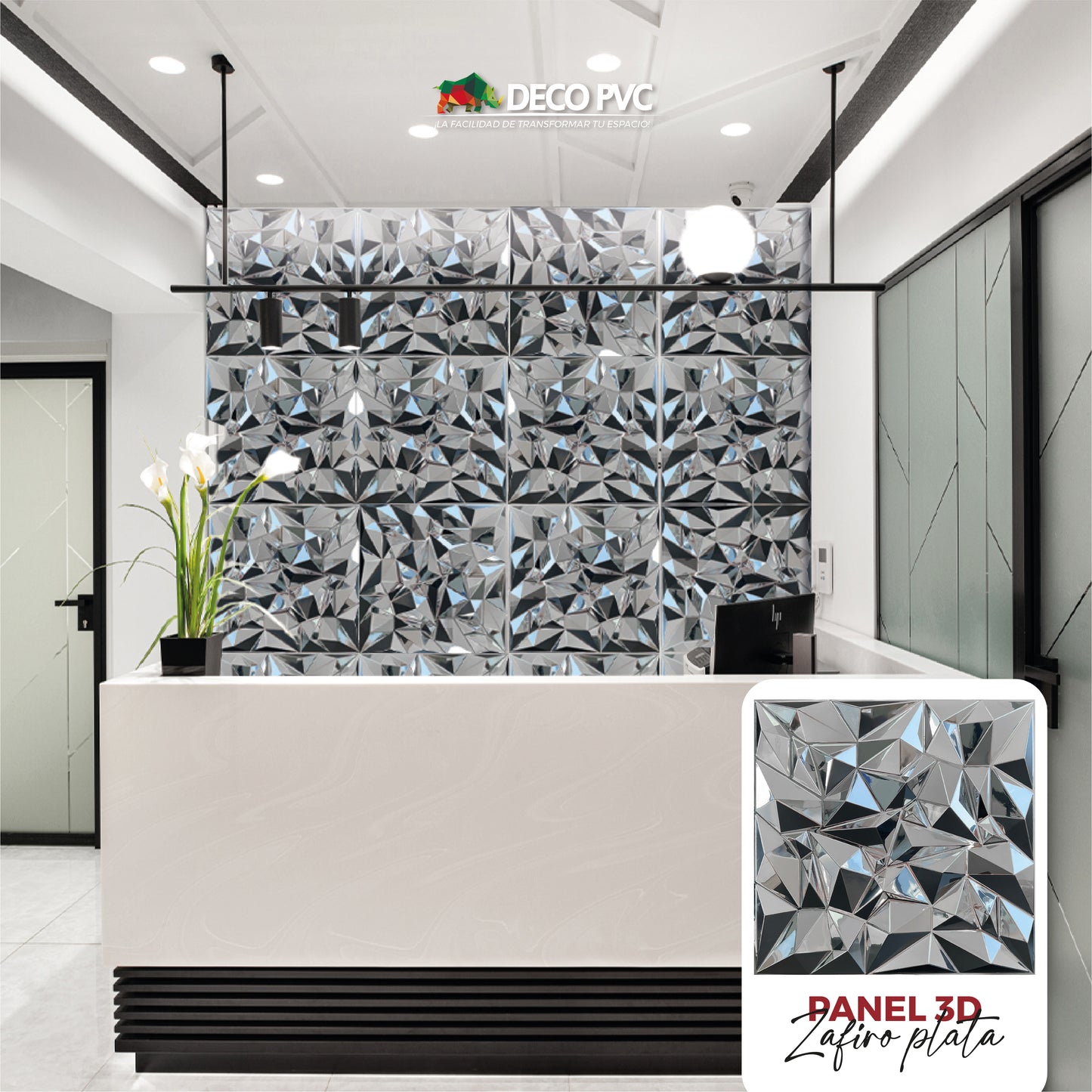 PANEL 3D- Zafiro cromo S100  / 10pzas / 50*50cm