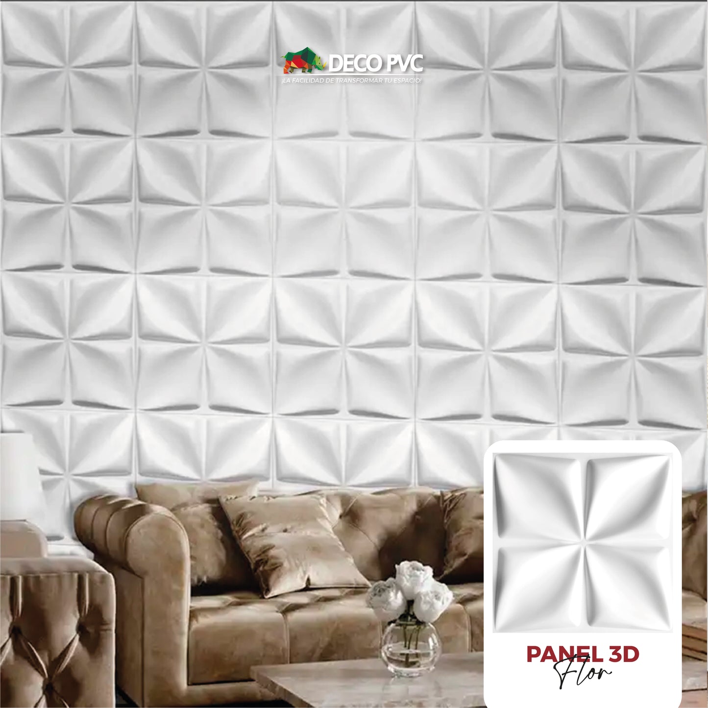 PANEL 3D -Flor S106 / 10pzas / 50*50cm