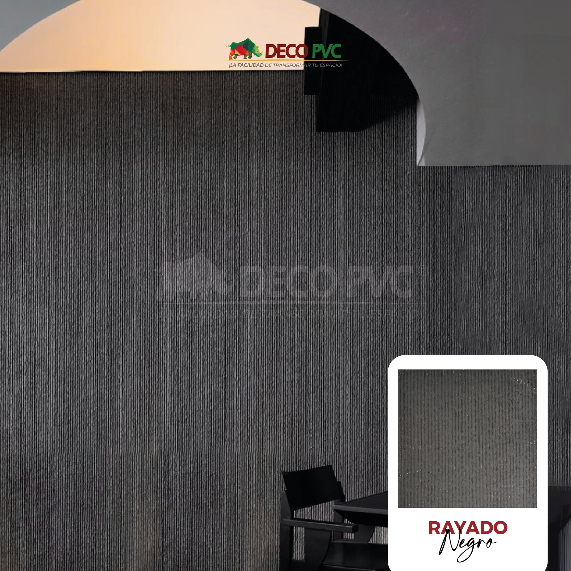 Rayado Negro BW1998 - Panel de Piedra Flexible