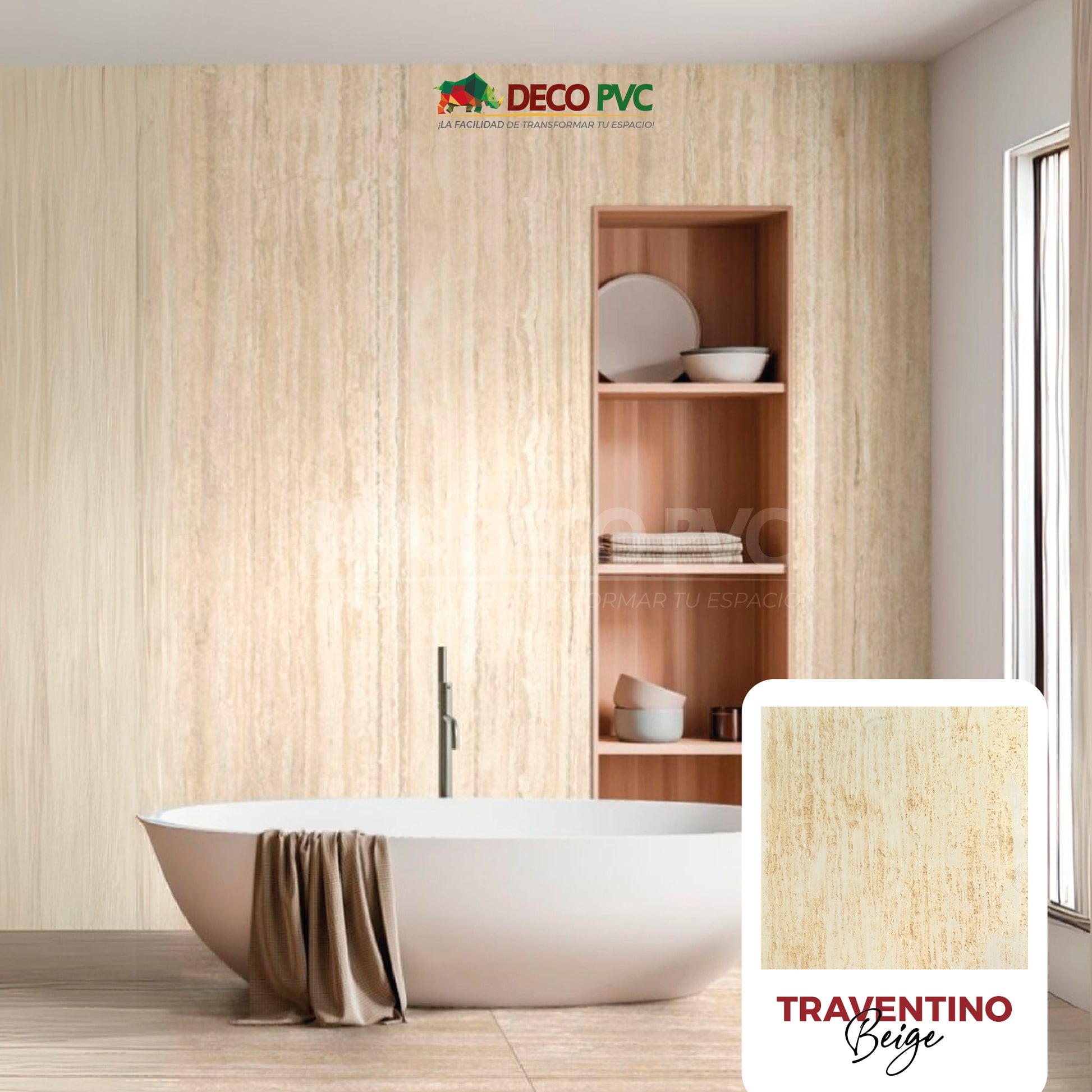 Travertino Beige DS1112 - Panel de Piedra Flexible