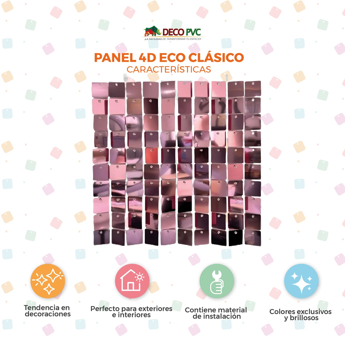 Panel 4D ECO Clásico Rosa Gold / 24pzas / 30*30cm