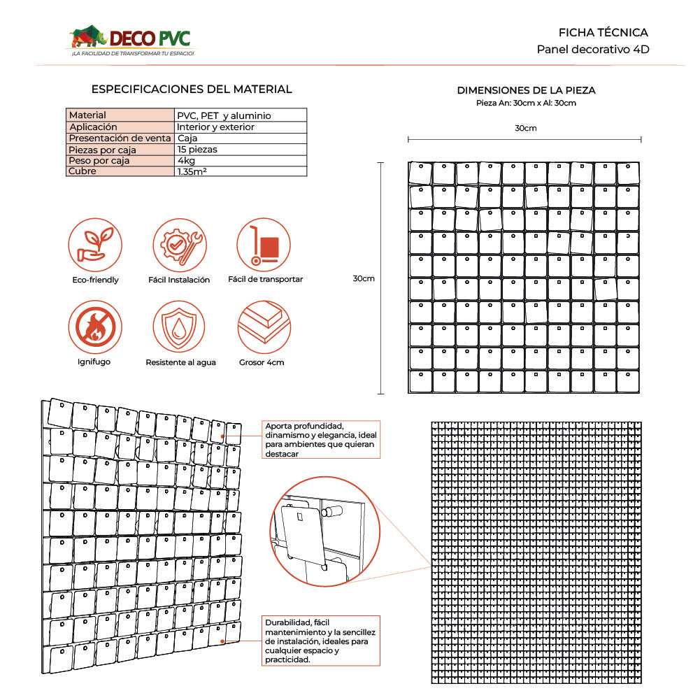 PANEL 4D - Color Diamante / 15pzas / 30*30cm