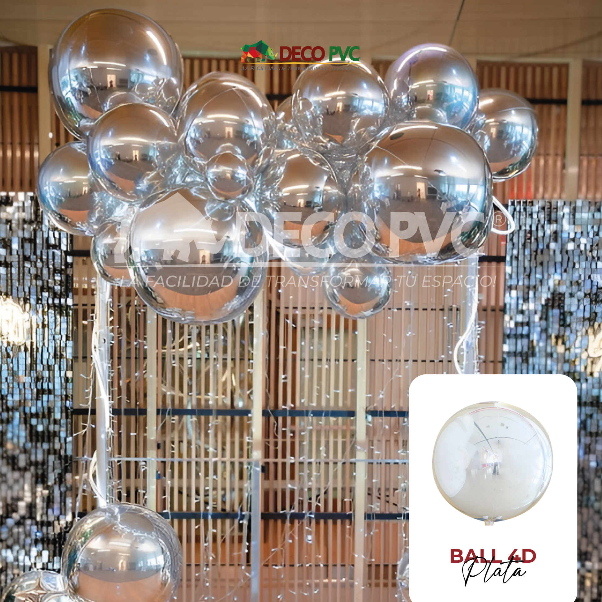 Globo Ball 4D Plata - 4D002 - BolaBola®