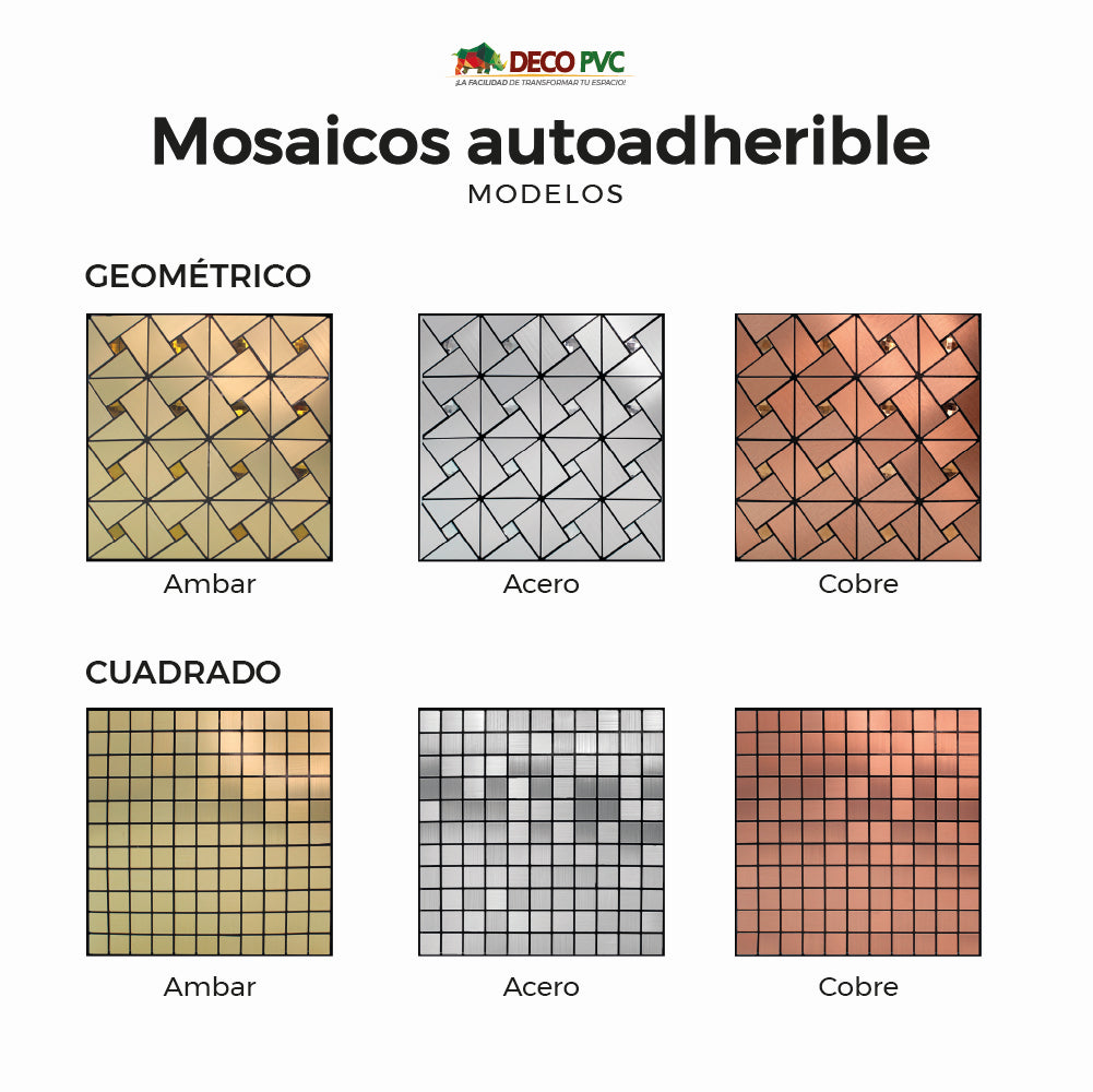 Mosaico Autoadherible Tipo Acero - DECOFILM® / 11pzas / 30*30cm