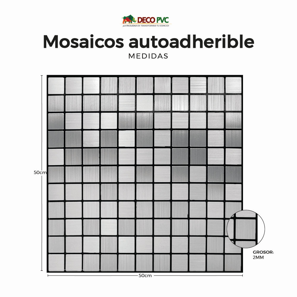 Mosaico Autoadherible Tipo Acero - DECOFILM® / 11pzas / 30*30cm