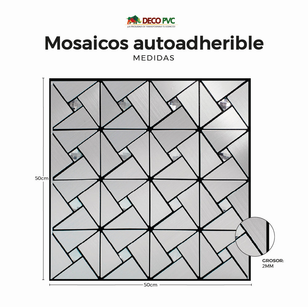 Mosaico Autoadherible Tipo Acero - DECOFILM® / 11pzas / 30*30cm