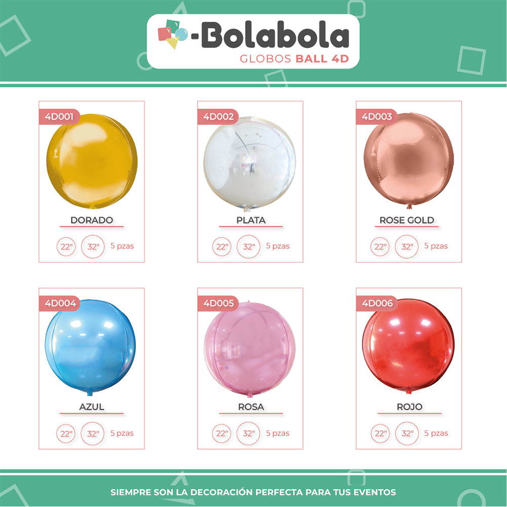 Globo Ball 4D Dorado- 4D001 - BolaBola®