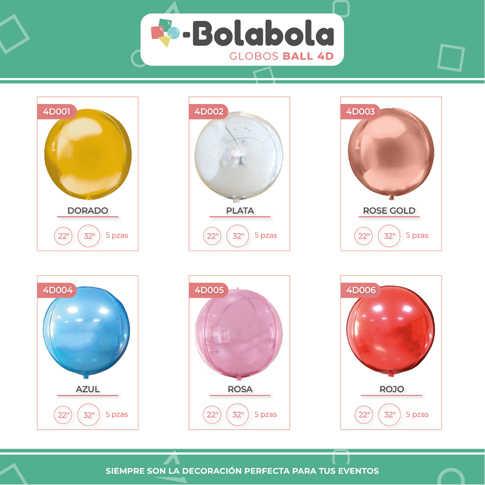 Globo Ball 4D Plata - 4D002 - BolaBola®