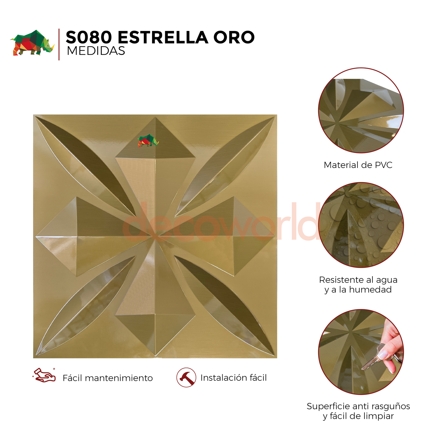 PANEL 3D - Estrella S080  / 10pzas / 50*50cm