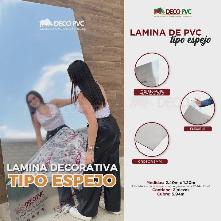 Pack 2 - Lámina Decorativa PVC - Negra Espejo (3mm) / 1.22*2.44m