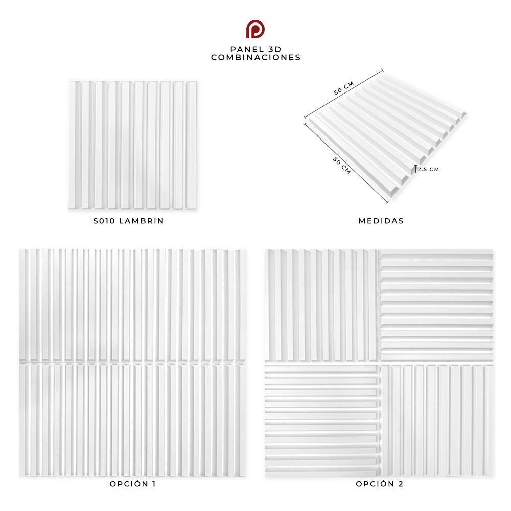 PANEL 3D - Lambrin S010 / 10pzas / 50*50cm