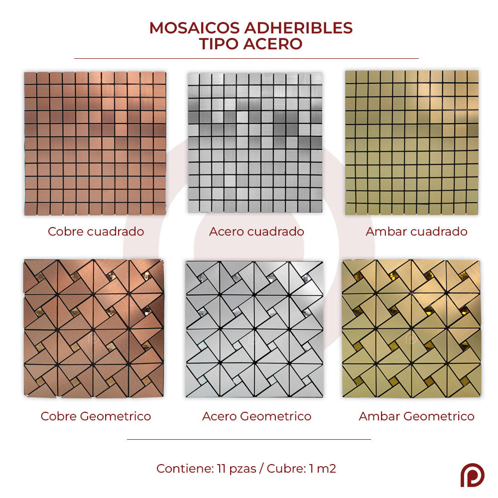 Mosaico Autoadherible Tipo Acero - DECOFILM®